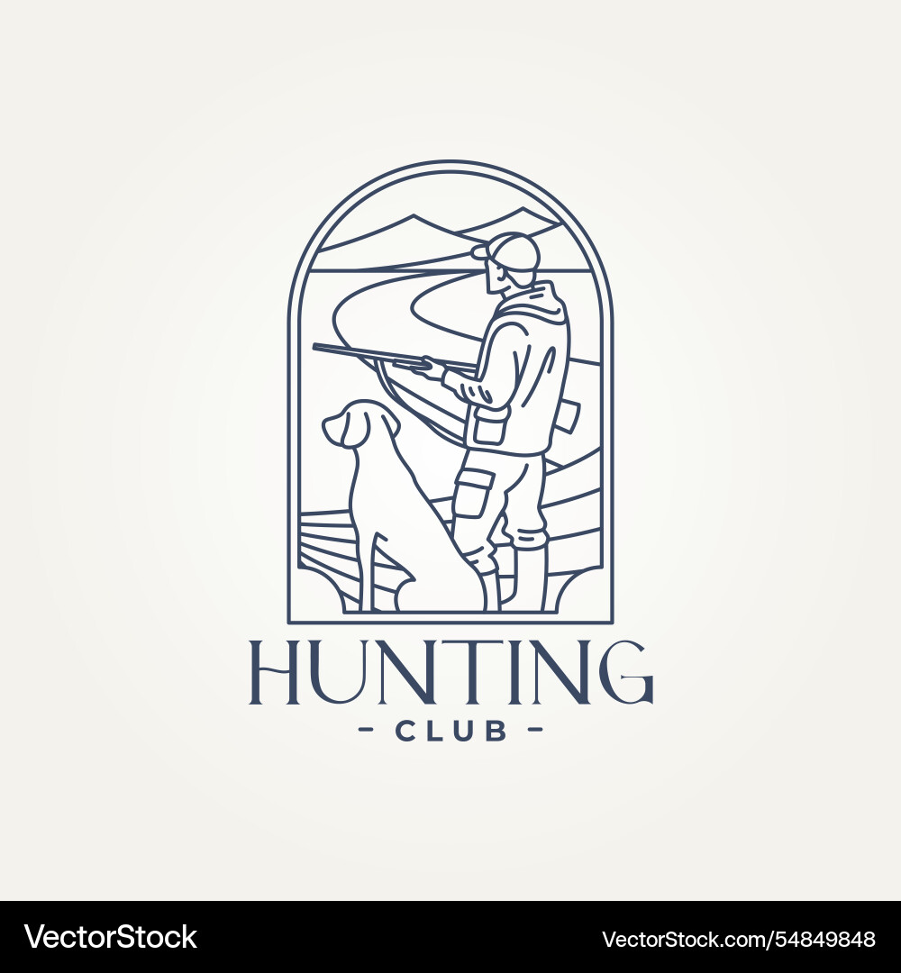 Minimalist duck hunting club line art icon logo Vector Image