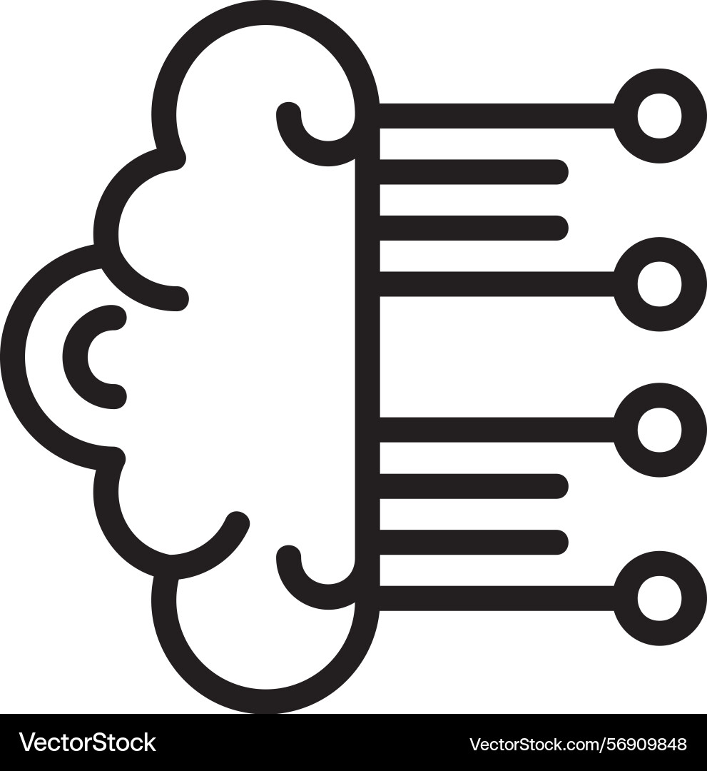 Neuromorphe Computing lineare Stil Icon Design vektorbild