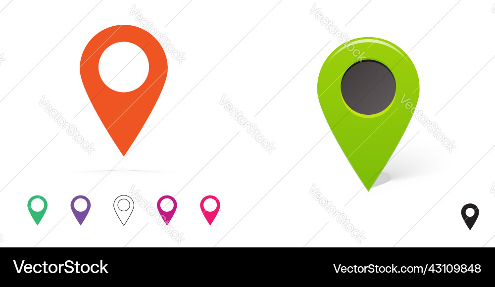 Pin map locate icon marker or flat and 3d Pin map locate icon marker or flat and 3d vector image