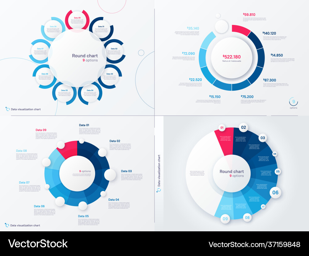 Round Chart Templates - Data Visualization vector image