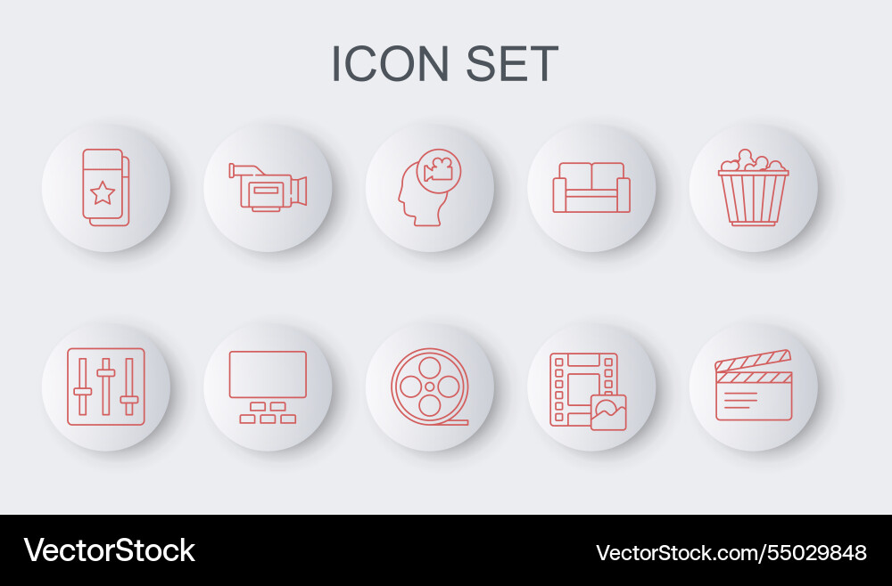 Set line movie clapper sound mixer controller Set line movie clapper sound mixer controller vector image