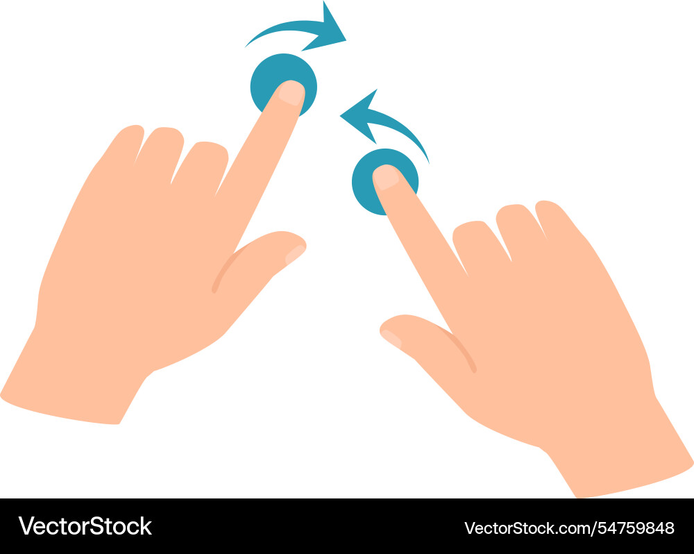 Two hands are using index fingers to rotate Two hands are using index fingers to rotate vector image