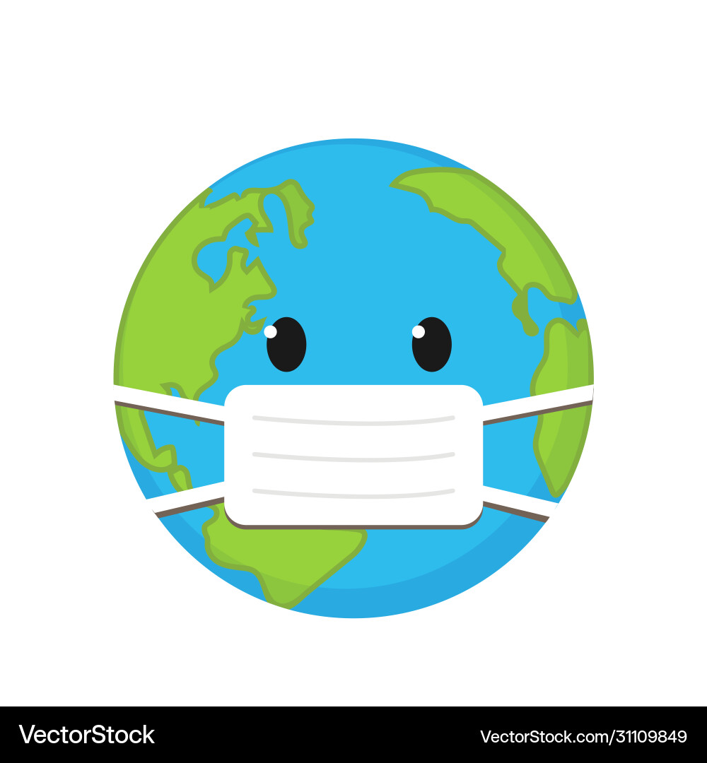 Cartoon planet in medical mask Cartoon planet in medical mask vector image