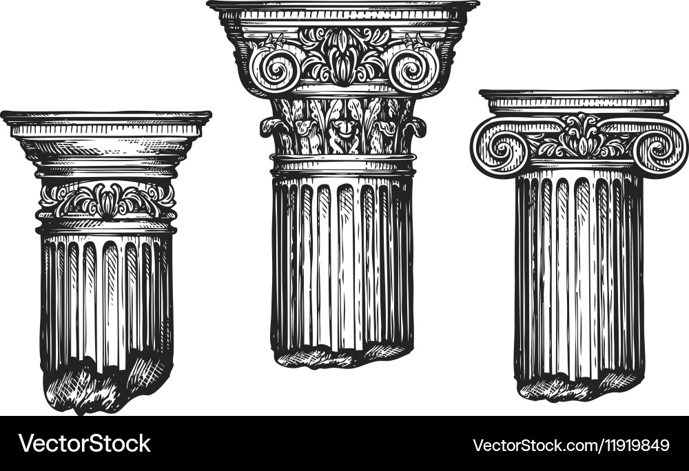 Classical Column Set - Architectural Sketches vector image