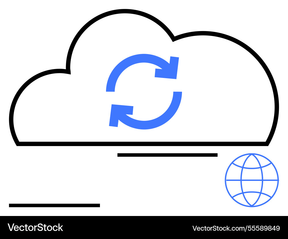 Cloud syncing process with rotating arrows Cloud syncing process with rotating arrows Vector Image