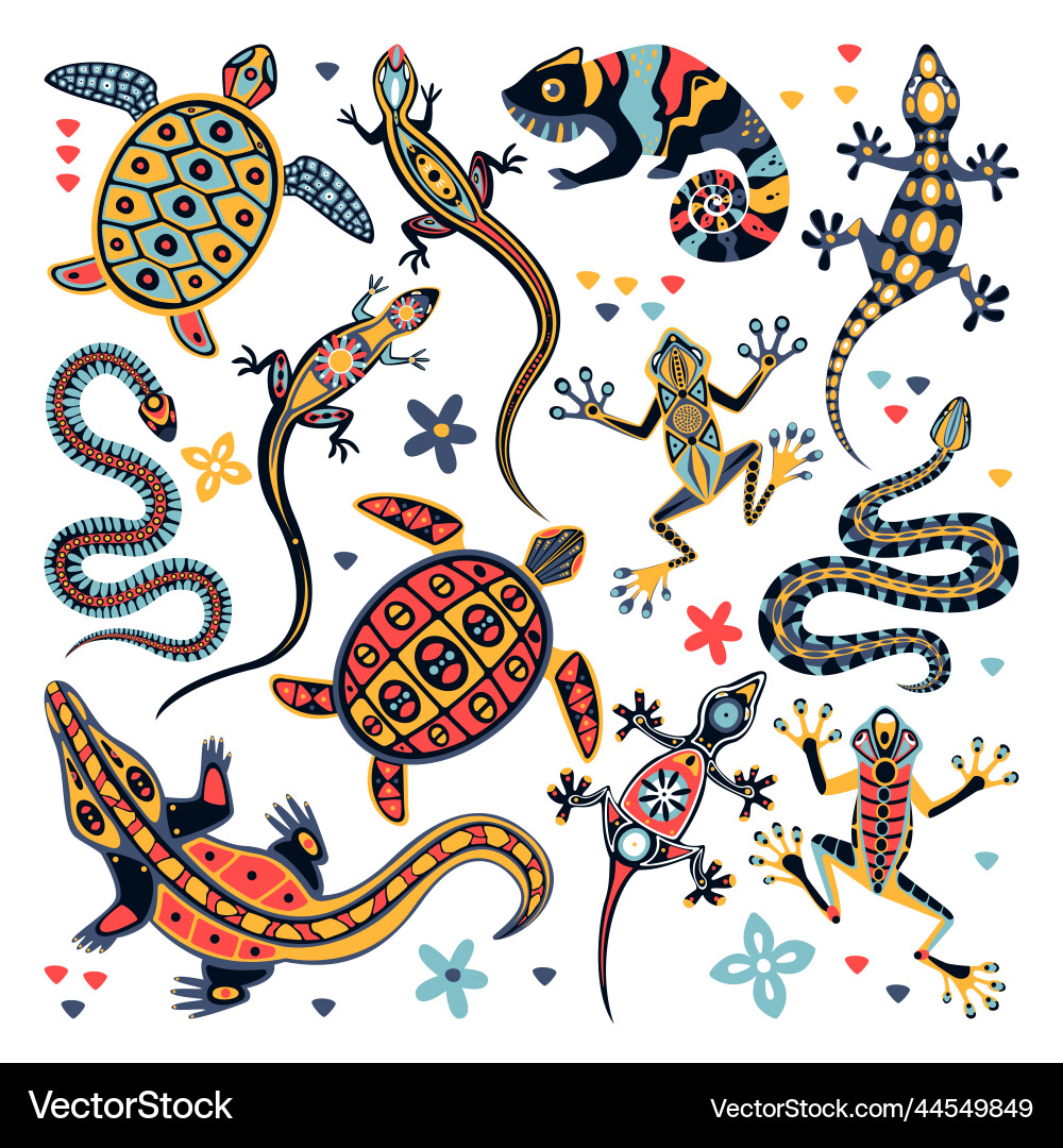 Colorful Reptile Set Vector Image