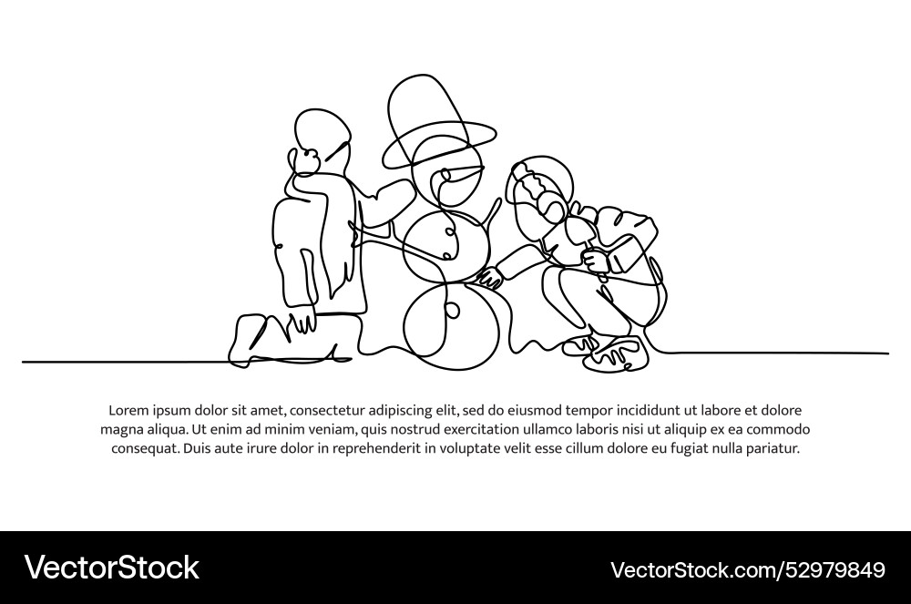 Continuous line design of two children make Continuous line design of two children make vector image