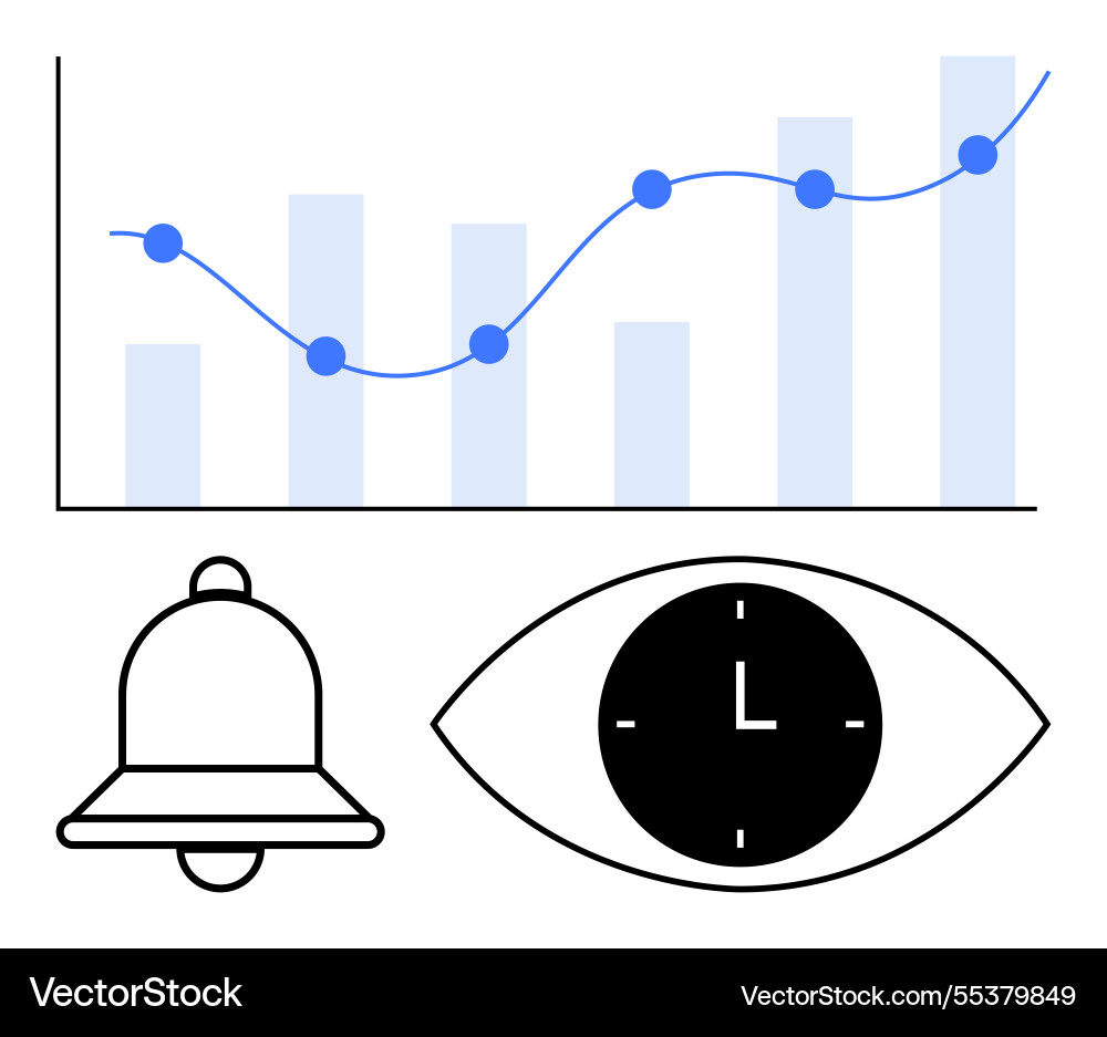 Datenvisualisierung mit Zeilendiagramm-Benachrichtigung Datenvisualisierung mit Zeilendiagramm-Benachrichtigung vektorbild