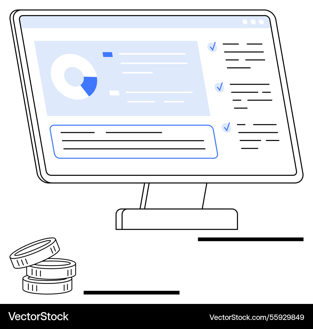 Digital dashboard with analytics tasks and coins Digital dashboard with analytics tasks and coins vector image