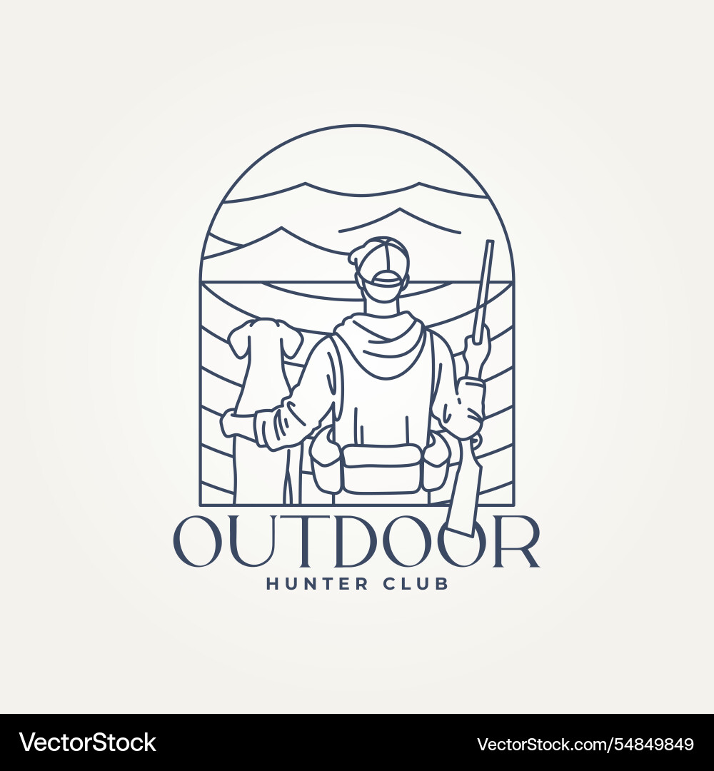 Duck hunting outdoor adventure line art icon logo Duck hunting outdoor adventure line art icon logo Vector Image