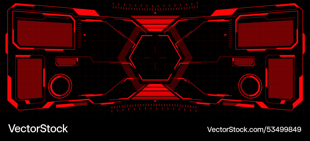 Hud sci-fi interface screen view red circular Hud sci-fi interface screen view red circular vector image