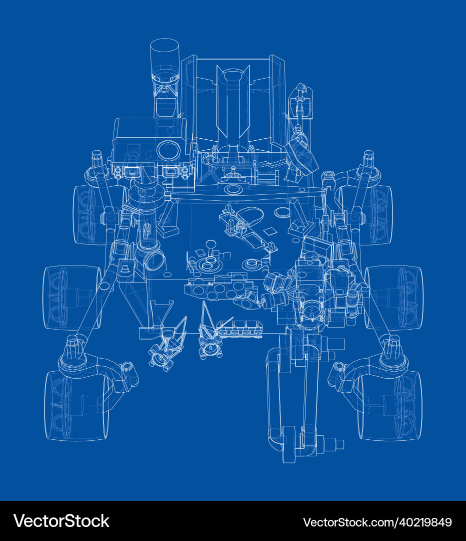 Mars rover rendering of 3d Vector Image