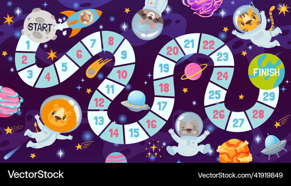 Space Adventure Board Game for Kids Royalty Free Vector