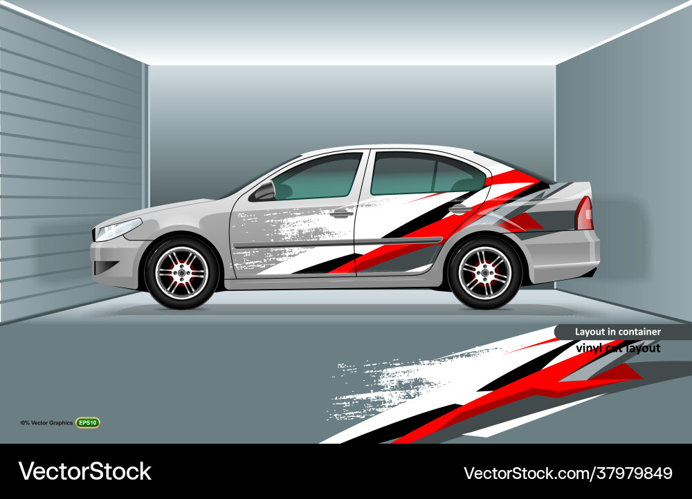 White Sedan Mockup - Dynamic Wrap Vector Image