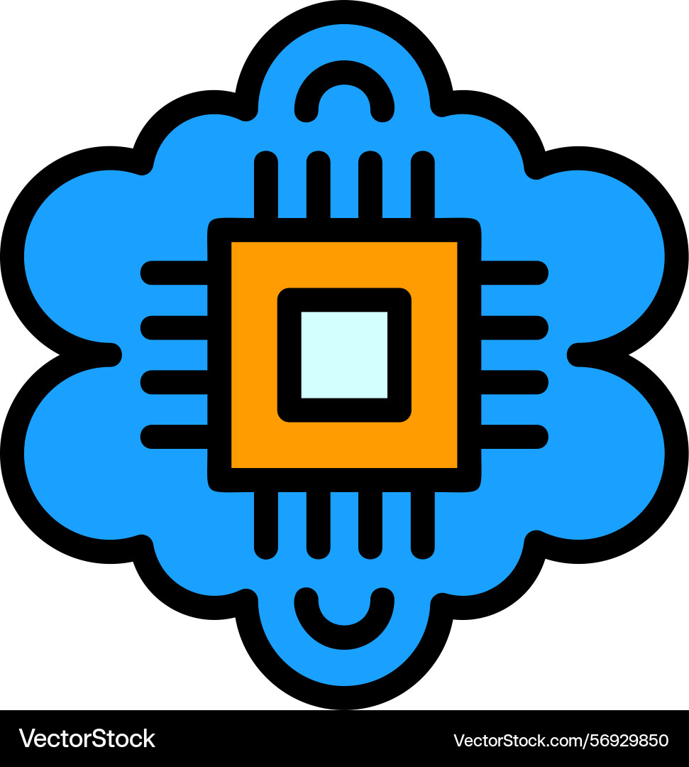 Cognitive computing line filled style icon design vector image