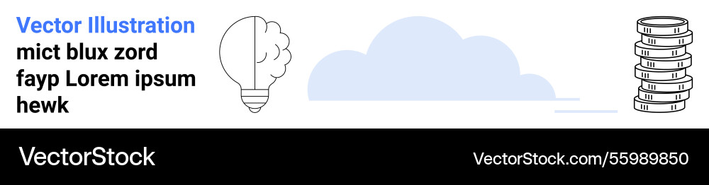 Lightbulb with brain cloud and stacked coins Lightbulb with brain cloud and stacked coins vector image