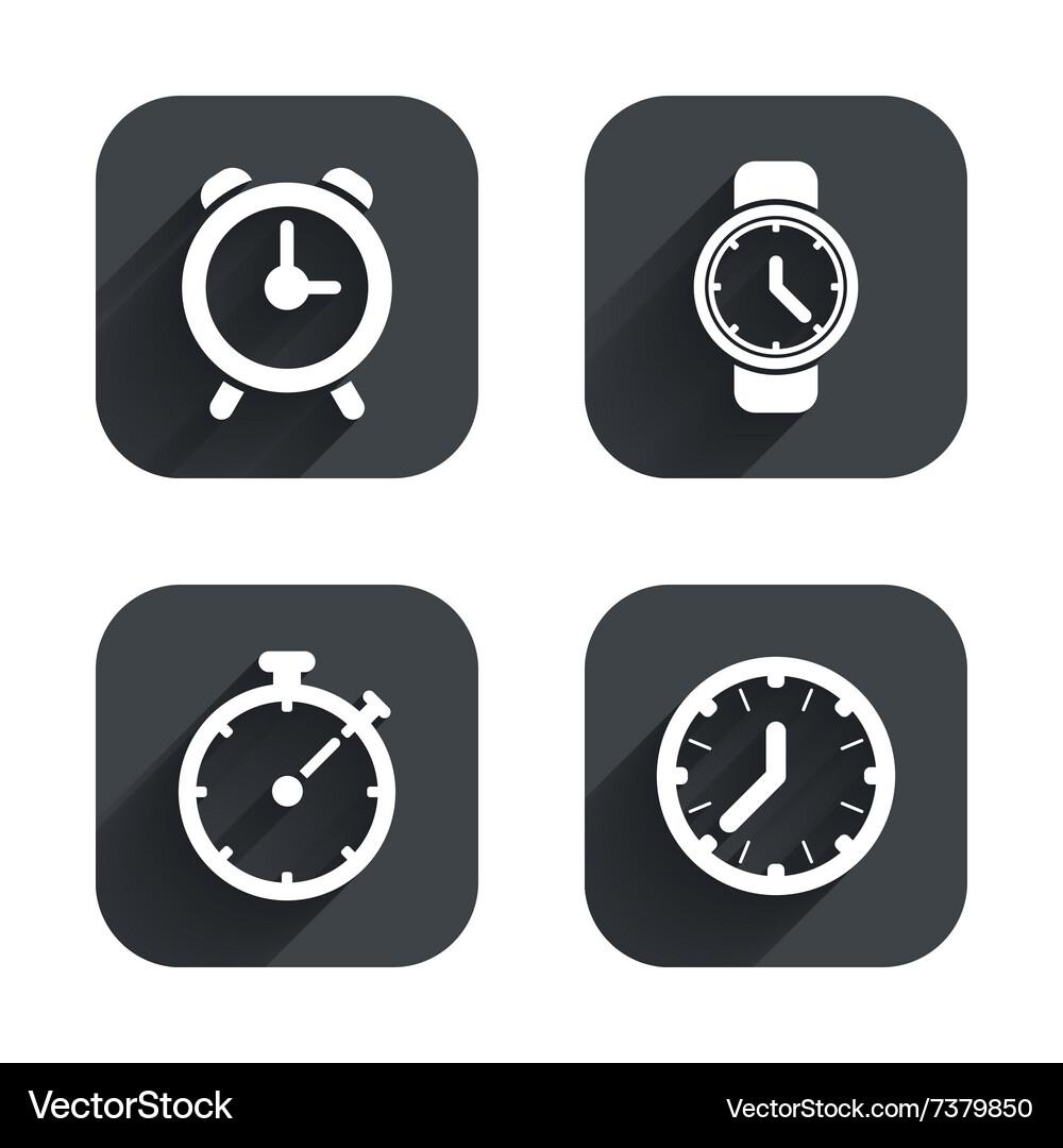 Mechanical clock time icons stopwatch timer Vector Image