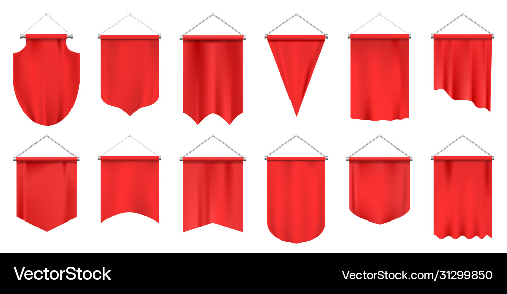 Realistic textile pennants empty 3d flags red Realistic textile pennants empty 3d flags red vector image