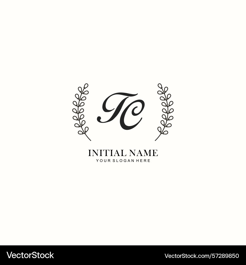 Tc initial logo templates with botanical elements Tc initial logo templates with botanical elements Vector Image