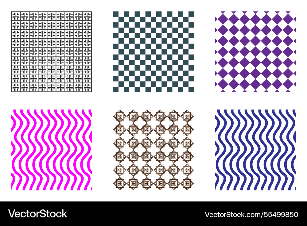 Vibrant abstract pattern set with six unique Vector Image
