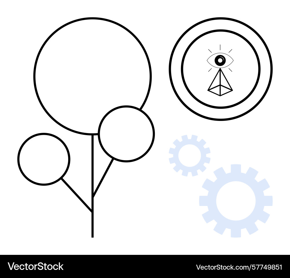 Abstract tree with geometric eye inside circular Abstract tree with geometric eye inside circular vector image