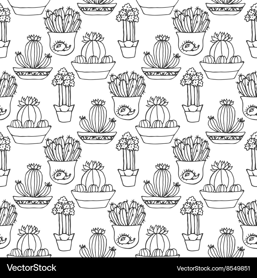 Cactus seamless pattern vector image
