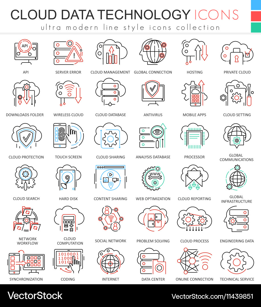 Cloud Data & Technology Icons vector image