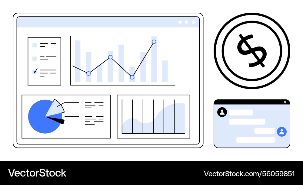 Data analytics dashboard with financial insights Data analytics dashboard with financial insights vector image