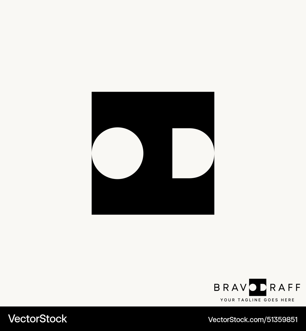 Letter initial od with negative space square Letter initial od with negative space square vector image