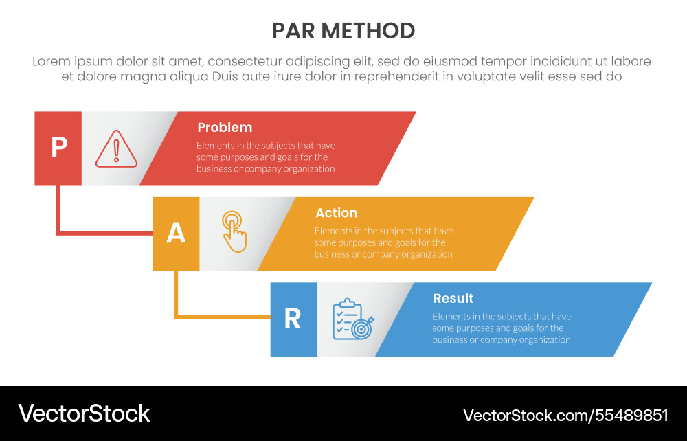 Par method infographic 3 point with vertical Par method infographic 3 point with vertical Vector Image
