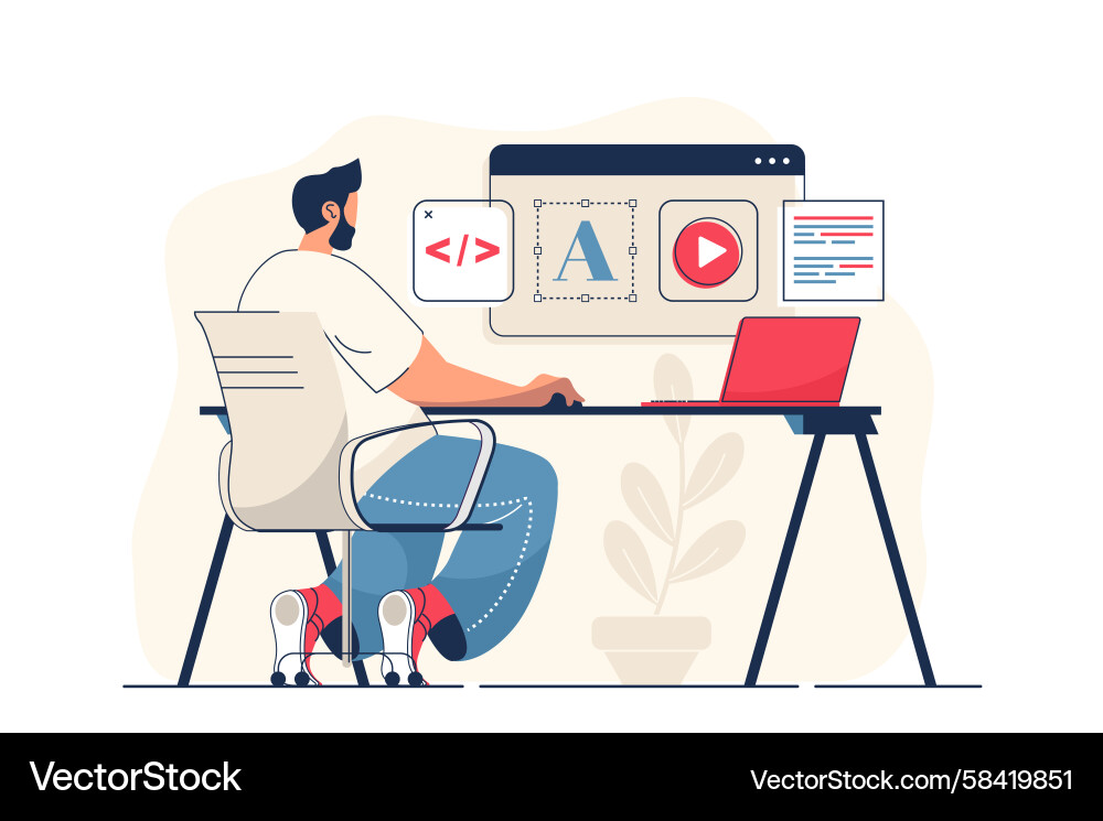 Web Banner Creation - Man Layout Vector Image