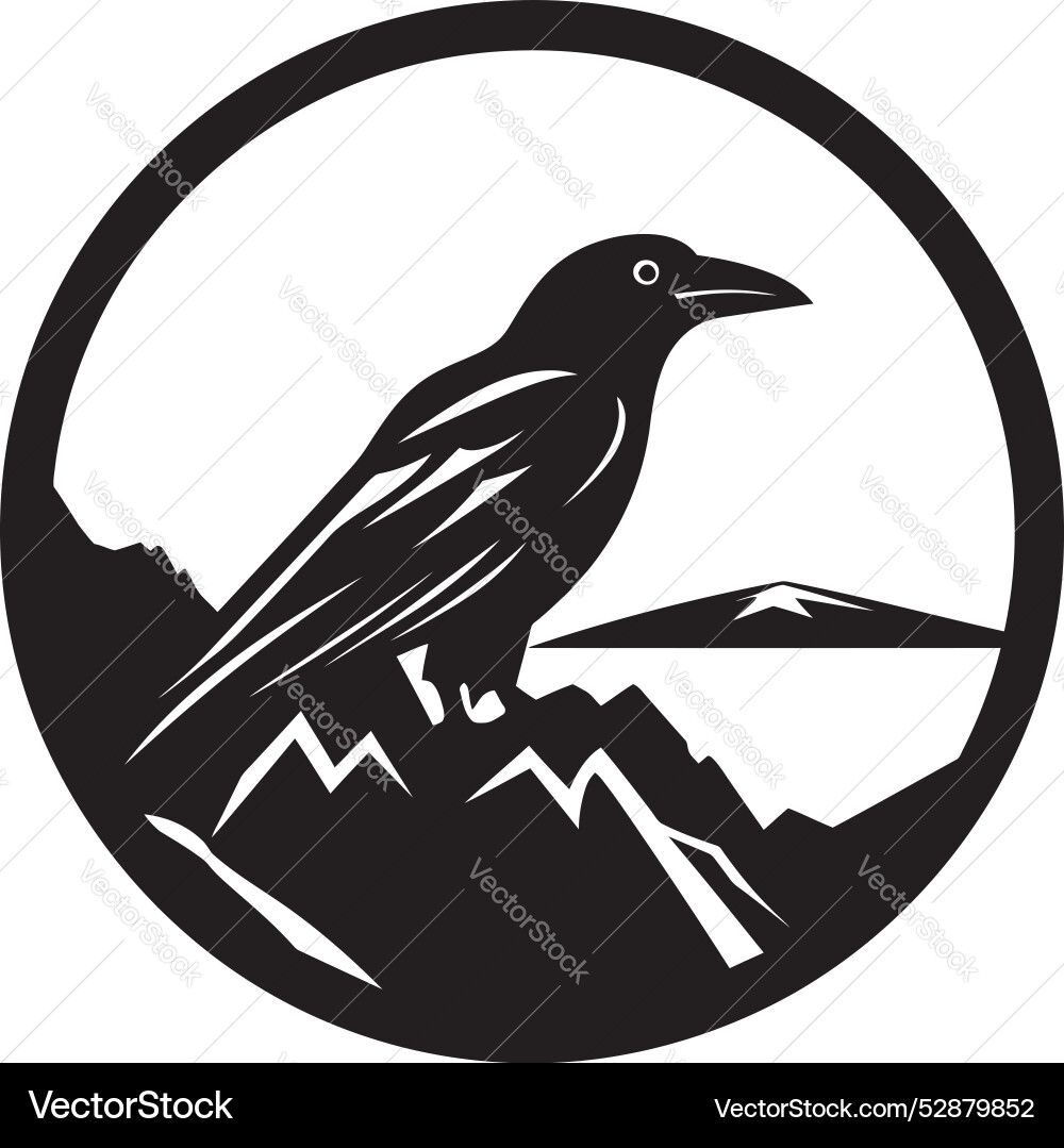 Black raven symbolic insignia modern bird badge Black raven symbolic insignia modern bird badge vector image