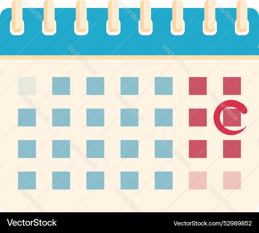 Calendar showing menstrual cycle with red mark Calendar showing menstrual cycle with red mark vector image