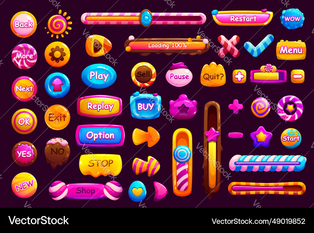 Candy Game UI Elements vector image