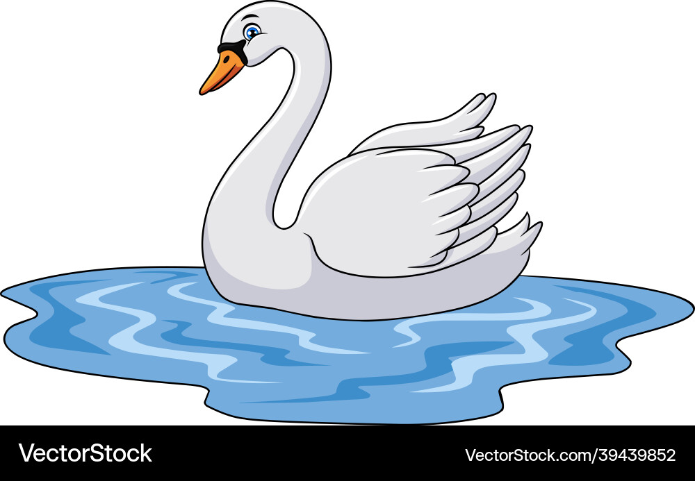 Cute swan cartoon bird vector image