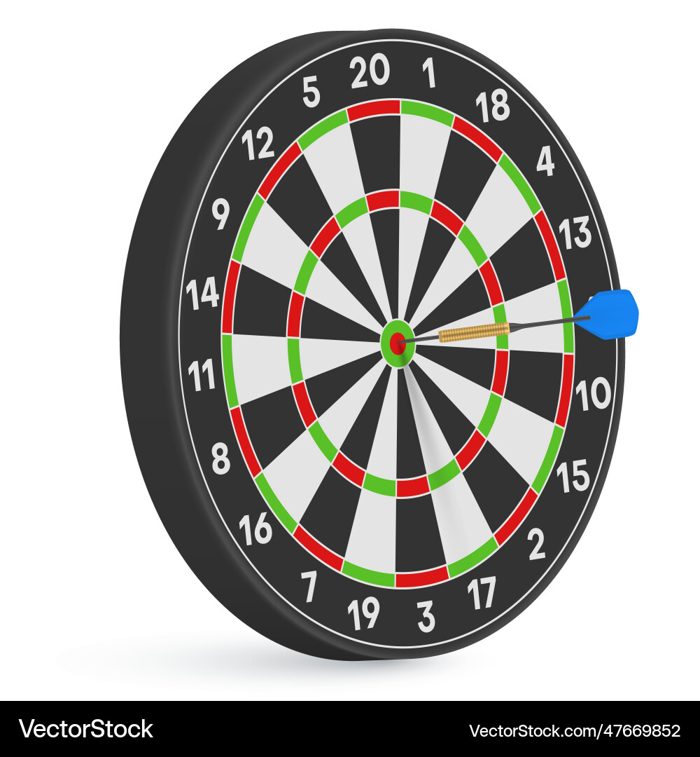 Dartboard with Dart in Bullseye vector image