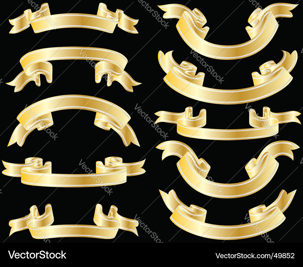 Golden ribbons Royalty Free Vector Image - VectorStock
