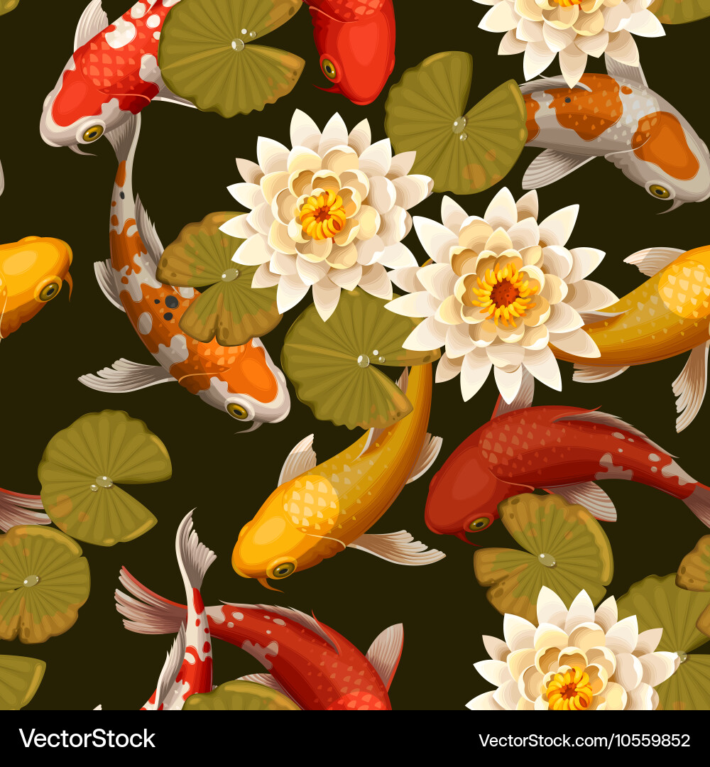 Koi Carp and Lotus Pattern Vector Image