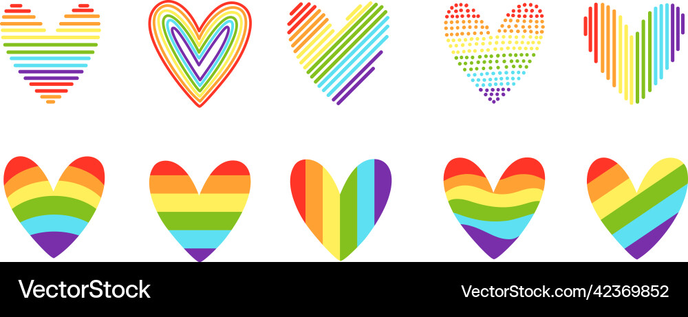 Pride hearts lgbt heart icon rainbow color love Pride hearts lgbt heart icon rainbow color love vector image