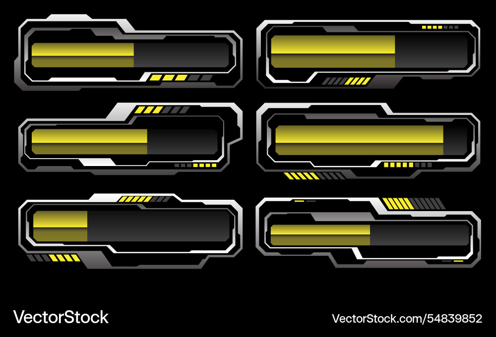 Set of silver yellow metallic data progress user Vector Image