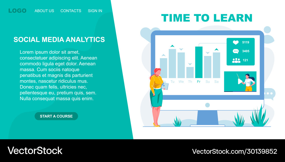 Time to learn social media analytics Time to learn social media analytics vector image