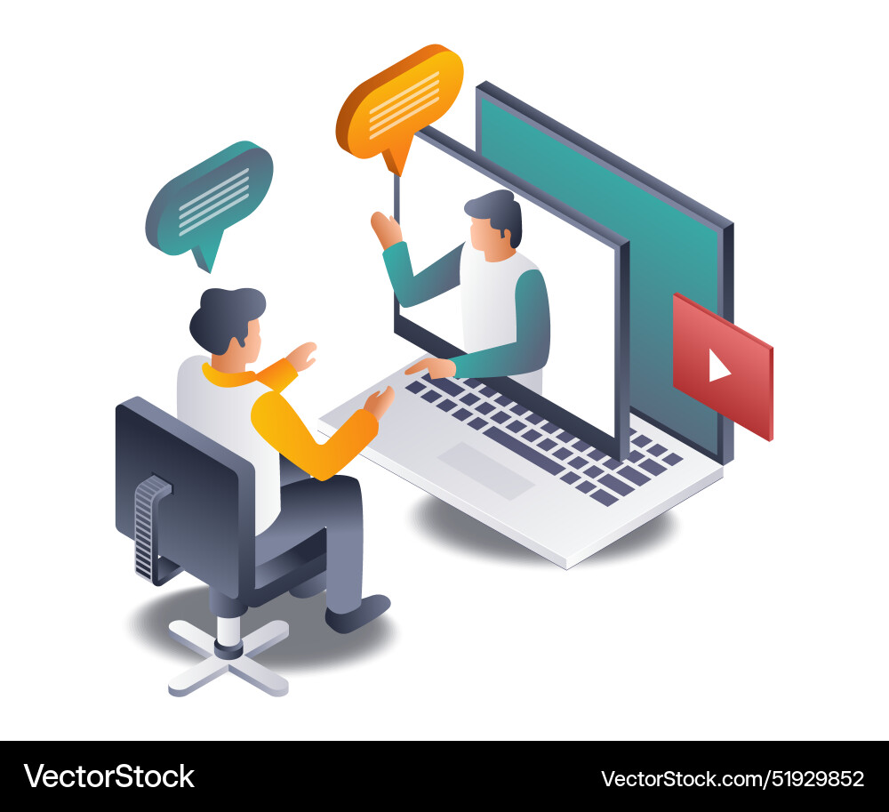 Video call conversations on computers Video call conversations on computers vector image