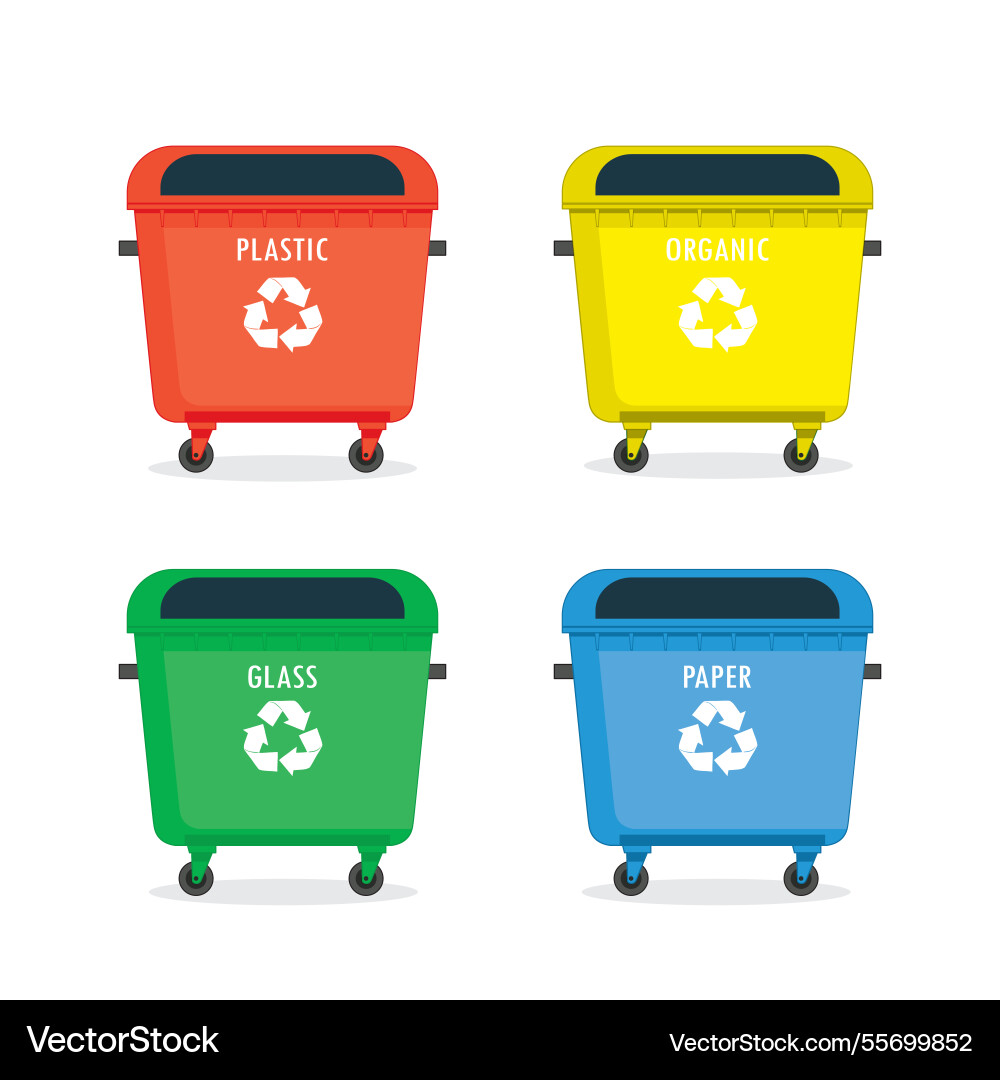 Waste sorting garbage bin set management Waste sorting garbage bin set management vector image