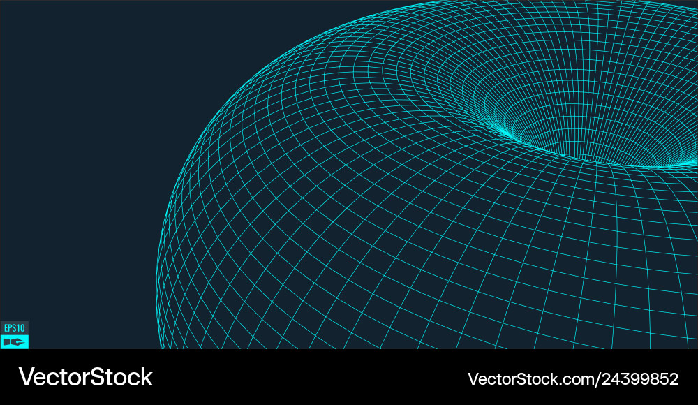 Wireframe torus background wormhole Vector Image