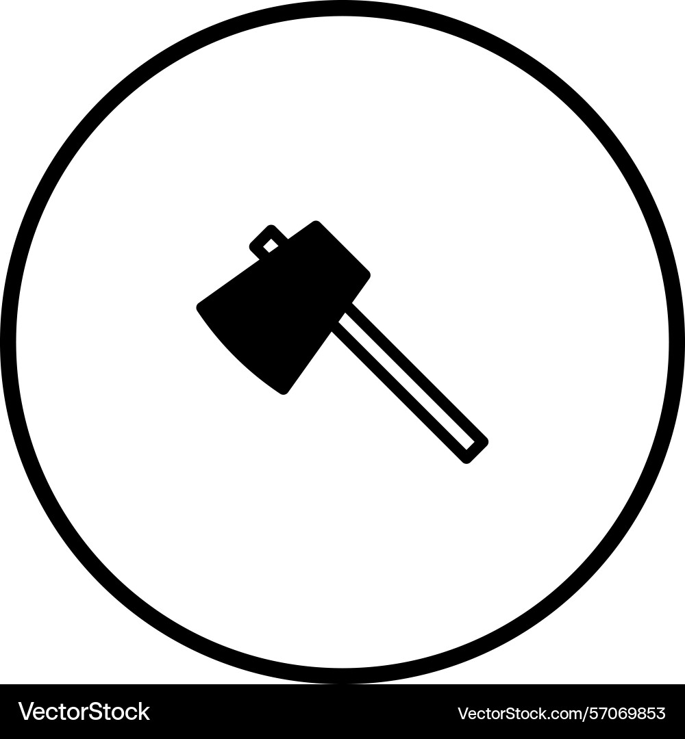 Axe symbol icon in a circle representing tool Axe symbol icon in a circle representing tool vector image