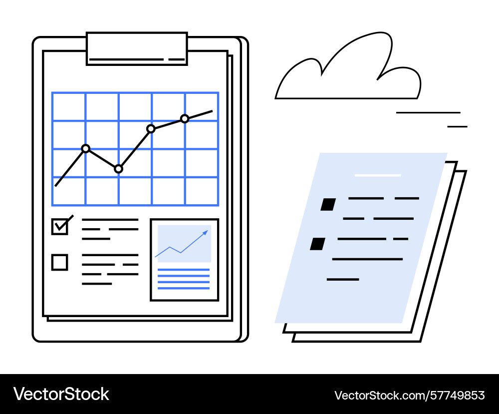 Business report with graphs and checklist Business report with graphs and checklist vector image
