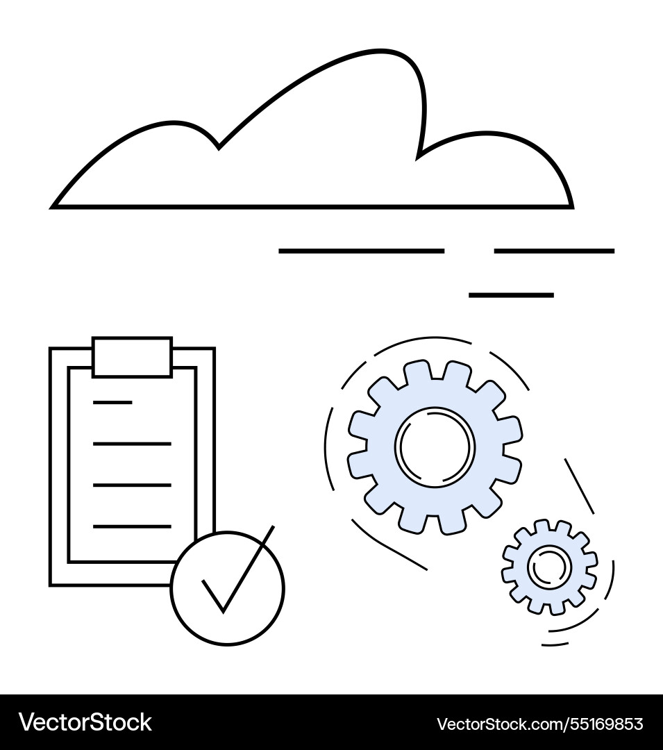 Cloud computing with task management and gear Cloud computing with task management and gear Vector Image