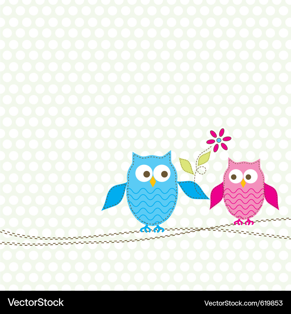 Cute Bird & Floral Card Template vector image