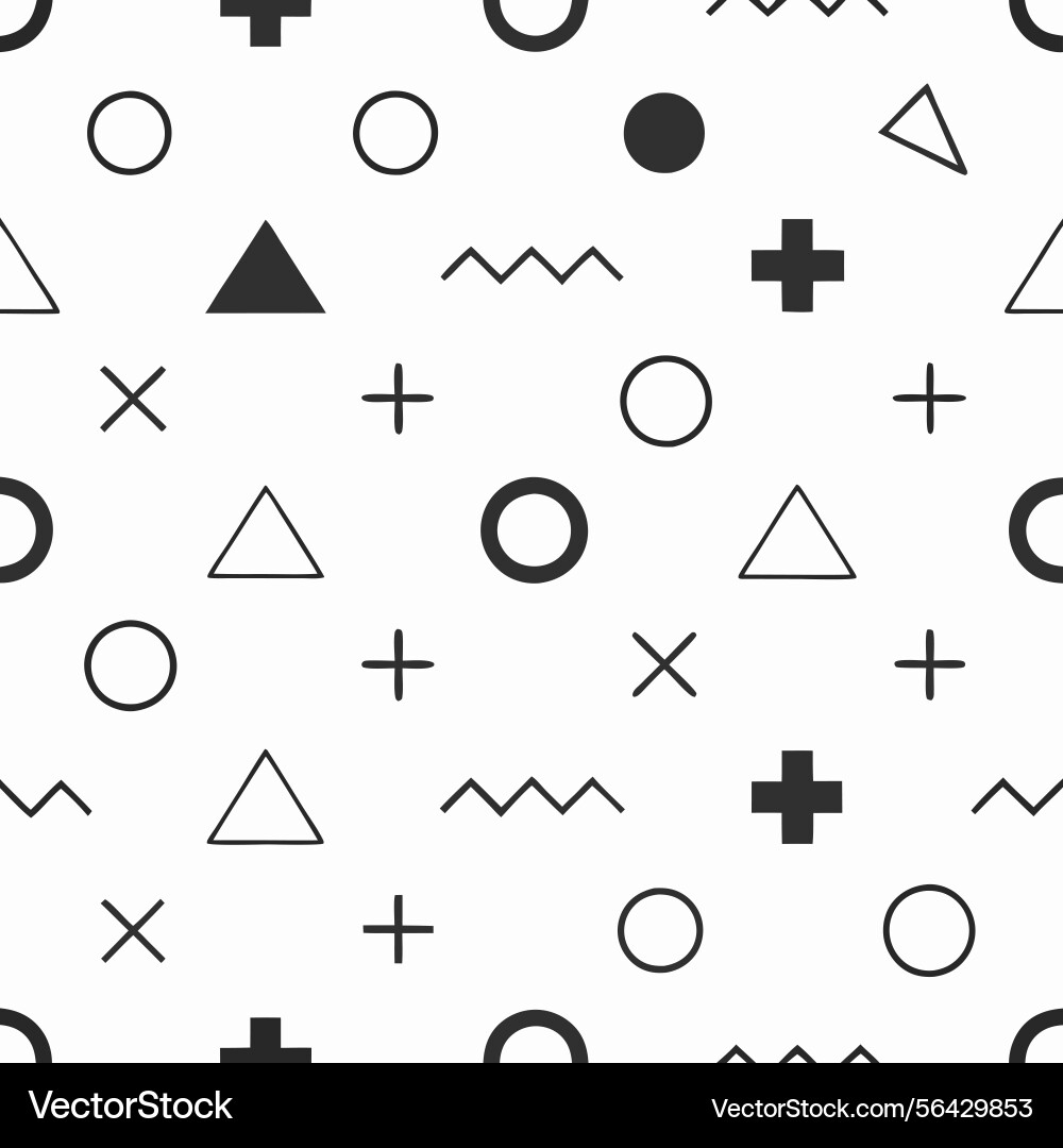 Geometric pattern with circles triangles crosses vector image