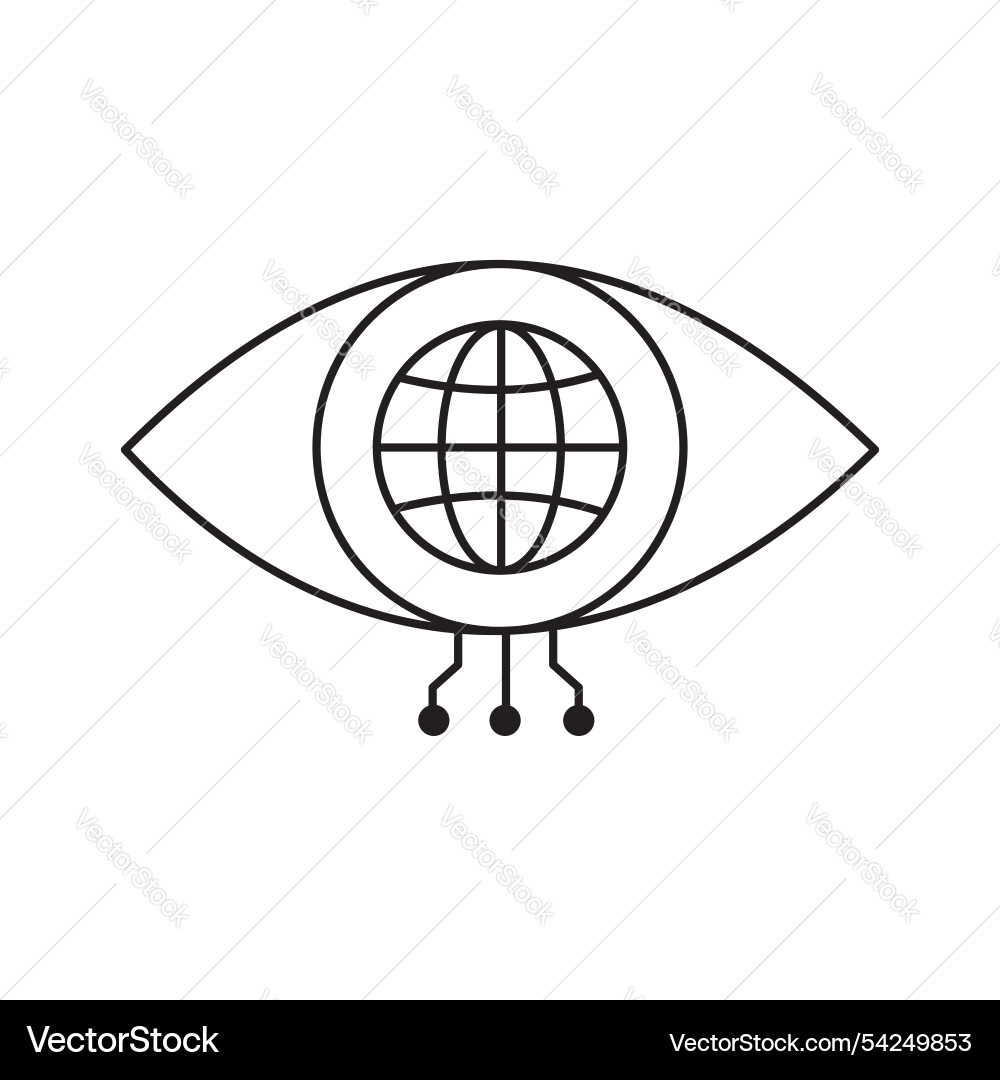 Global ai-powered eye for visual recognition icon vector image